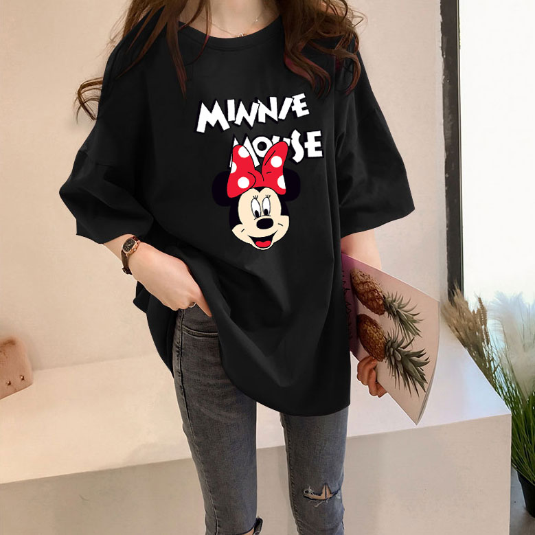 Korean Women Casual Tops Fashion Short Sleeve Mickey Loose Blouse T-shirt 4Color