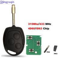 Jingyuqin ชิป ID63 4D60 3ปุ่มกุญแจรีโมท315Mhz 433Mhz สำหรับรถ Ford Mondeo โฟกัสฟิวชั่นกุญแจรถแบบเต็มรูปแบบ