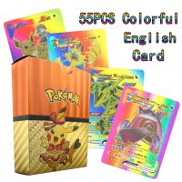 Genuine Pokemon Colorful Card Game Collection Pikachu Charizard Mewtwo English Spanish French German Korean Gold Foil Battle