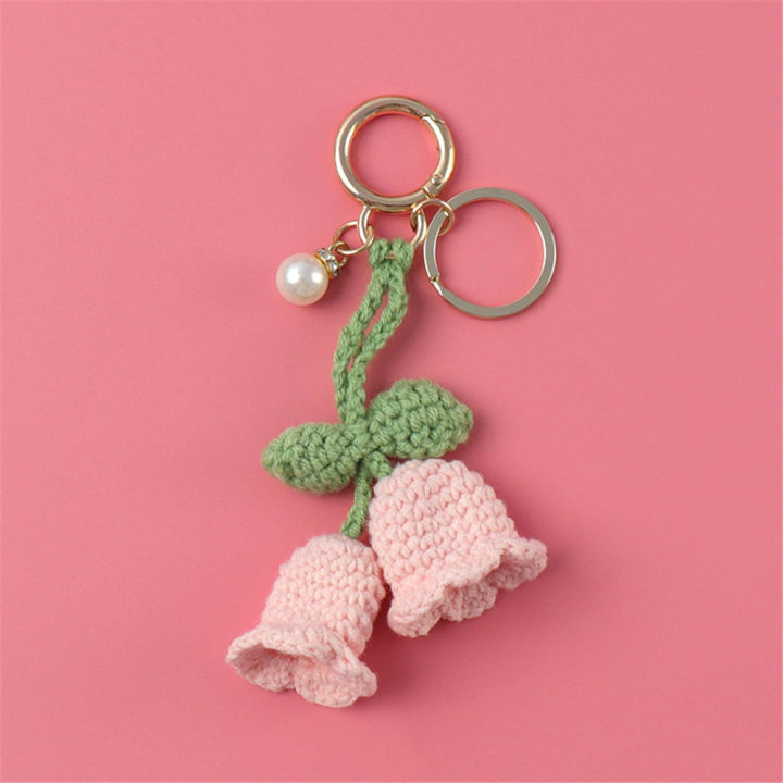 ของขวัญเสน่ห์พวงกุญแจถักสำหรับผู้หญิงพวงกุญแจถักกระเป๋าสุภาพสตรีพวงกุญแจพวงกุญแจกระเป๋าดอกไม้