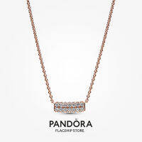 Official Store Pandora Timeless Pavé Double-row Bar Collier Necklace (14K Rose Gold Plated)