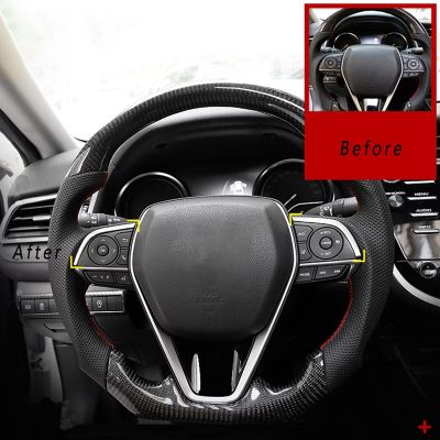 2PCS Car Styling Stainless Steel Interior Stickers for Toyota Camry XV70 2017 2018 Steering Wheel Trim Cover Accessories