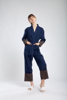 QueenCows ชุดให้นม Cara Long Sleeve Robe Pajamas (Navy)