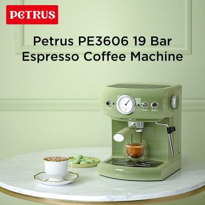 เครื่องชงกาแฟ Petrus เครื่องชงกาแฟกาแฟเอสเปรสโซ่เครื่องชงกาแฟ19บาร์พร้อมเครื่องหนีบผมนมบำรุงผิวพรรณสำหรับ PE3606สำนักงานบ้าน