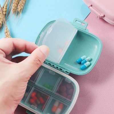 Portable Eight-Grid Sub-Packing Large Capacity Pill Box Sealed Moisture-Proof Pill Storage Box Folding Two-Layer Waterproof Pill Medicine  First Aid S