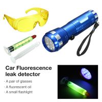 {7ho car tools} R134a สารทำความเย็น A/c Uv Dye Leak Detection ยานยนต์เครื่องปรับอากาศซ่อมเครื่องมือไฟฉายชุดแว่นตาป้องกัน