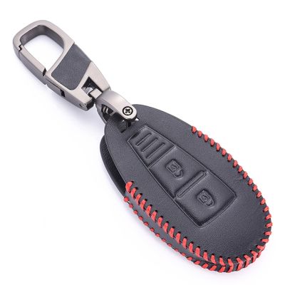 ☒☏✈ 1PC Car Key Case Leather Fob Cover 3 4 Buttons Chain Remote Holder Shell Keyring For Nissan Qashqai J10 Juke Note For Infiniti