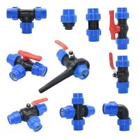 20/25/32/40/50/63mm Plastic PE Tube Tap Connector Tee Water Splitter Quick Valve Irrigation Coupler Straight Elbow Plug Fitting