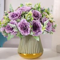 【DT】 hot  1 Bunch Artificial Flower No Watering Fake Flower	Non-Withered Simulation Flower	5 Forks Simulation Camellia Bouquet