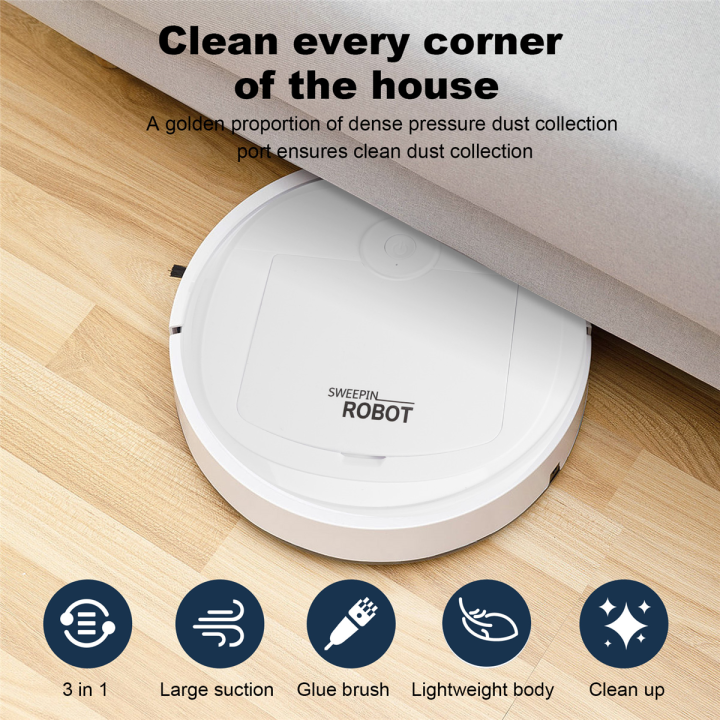 robotic-vacuum-inligent-low-noise-floor-sweeper-dust-catcher-พรมทำความสะอาดสีขาว