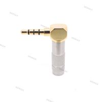 3.5mm Jack 4 Poles Audio Plug 90 Degree Right Angle Earphone Splice Adapter HiFi Headphone Terminal Solder Gold Plated Connector WDAGTH