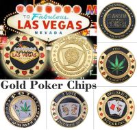 【CC】☢■☃  Casino Las Poker Chips Gold Coins Collectibles with Coin Holder Souvenirs Original Gifts Dropshipping