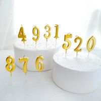 (1 อัน) เทียนวันเกิดตัวเลขสีทอง เทียนวันเกิด เทียนสีทอง เทียนตัวเลข 0-9 (AO4)