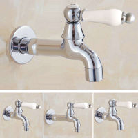 Chrome Ceramic handle Wall Mounted Garden Washing Machine Water Tap Faucet Brass Mop Pool Sink Faucet Water Tap KD085