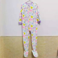 Spring and autumn childrens one-piece polar fleece foot one-piece suit for men and women baby romper pajamas baby romper home c