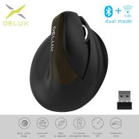 Delux M618mini Jet เมาส์สรีรศาสตร์เมาส์แนวตั้งไร้สาย USB บลูทูธ2.4Ghz RGB เงียบแบบชาร์จไฟได้คลิกเมาส์สำหรับสำนักงาน