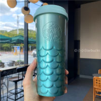 ถ้วย Starbuck 2022วันครบรอบทะเลสีฟ้าสามมิติขนาดปลาไล่ระดับสีสแตนเลสถ้วยน้ำร้อนกาแฟถ้วยน้ำตั้งโต๊ะ