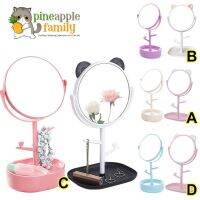 【BEIBEI】 2pcs set Creative Cartoon Cat Ear Makeup Mirror Student Dormitory Desktop Makeup Mirror