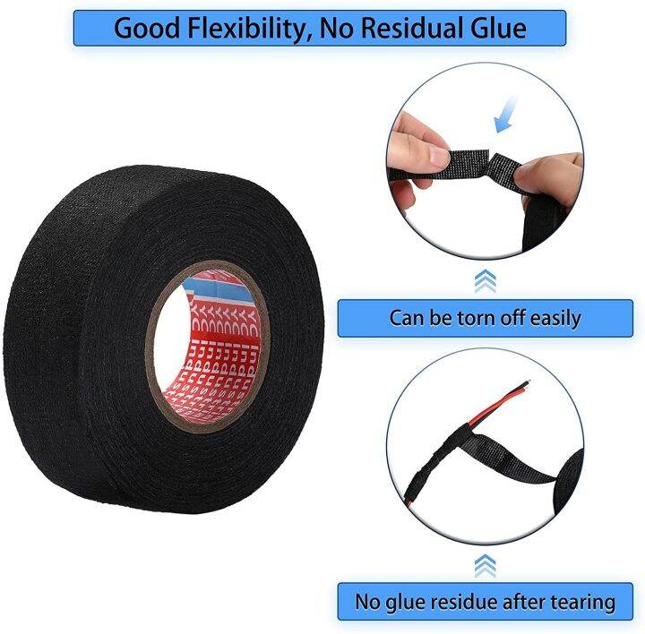 15-25m-wire-harness-tape-fabric-adhesive-heat-resistant-automotive-loom-wrapping-for-electrical-insulation-cable-fixed