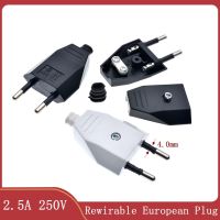 ⊕☂♣ Rewirable(4.0mm) European Plug 250V 2.5A CE 2 Pin Wireless Male Plug For DIY Power Cord