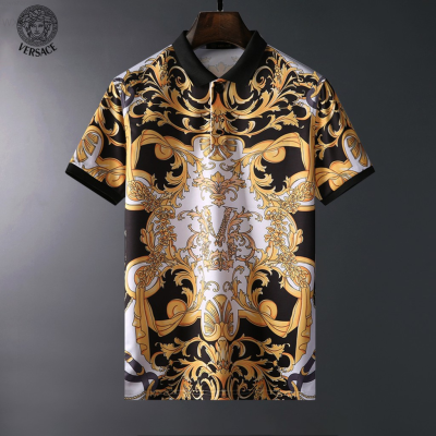 sale Summer 1.29 hot Versace32 printed polo lapel short-sleeved polo shirt Versace32 tops tshirt boy cloth wear New fashion66 t-shirt{Significant} high-quality