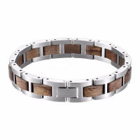 2021Hot Selling New Products Custom Wooden Stainless Steel Bracelet Walnut Wood Bracelet Men Silver Wristband Top Brand Luxury Gifts