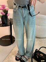 Uniqlo New Fashion version Retro straight jeans for women in summer 2023 new high-waisted loose wide-legged casual floor-length pants for small people