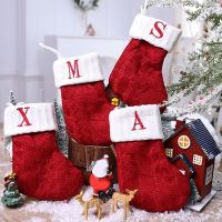 Christmas Socks Red Snowflake Alphabet Letter knitting Stocking Christmas Decoration For Home Christmas Ornament Xmas Natal Gift
