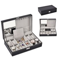 Advanced large-capacity watch jewelry box home wholesale with mirror watch ring necklace earrings integrated storage box.