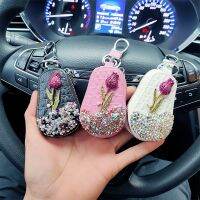 {Lili Car product} 1ชิ้นเคสเก็บที่ใส่กุญแจลายดอกไม้รถยนต์พวงกุญแจเพชรคริสตัลปลอกกุญแจกระเป๋ากุญแจรีโมตสำหรับ BMW Lada อุปกรณ์ตกแต่งภายใน