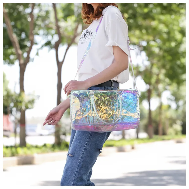 Holographic Transparent Bag Women Handbag Sac Holo Laser Prism Travel Bag  2021