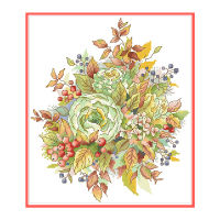 Autumn Flowers Fruit Cross Stitch Pattern Kits Unprinted Canvas Embroidery Needlework 11CT 14CT DIY Crafts Home Decor Paintings