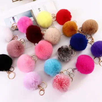 Fluffy Fur Pom Keychains Soft Faux Fur-like Ball Car Keyring Key Holder  Women Bag Pendant Jewelry Keychain Charms