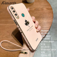 เคสโทรศัพท์ Kanavi สำหรับ Huawei Y6 2019 Y6P Y7 2019 Y7โปร2019 Y7A Y9 Y9 2019ชั้นหนึ่ง Y9S เป็นเกียรติแก่8X เคสโทรศัพท์ซิลิโคนนิ่มชุบโครเมียมแฟชั่นพร้อมสายคล้อง