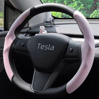 สำหรับ Tesla พวงมาลัยสำหรับ Tesla รุ่น3รุ่น Y รุ่น S สีดำสีแดงคาร์บอนไฟเบอร์หนัง Anti-Fur กีฬาพวงมาลัย