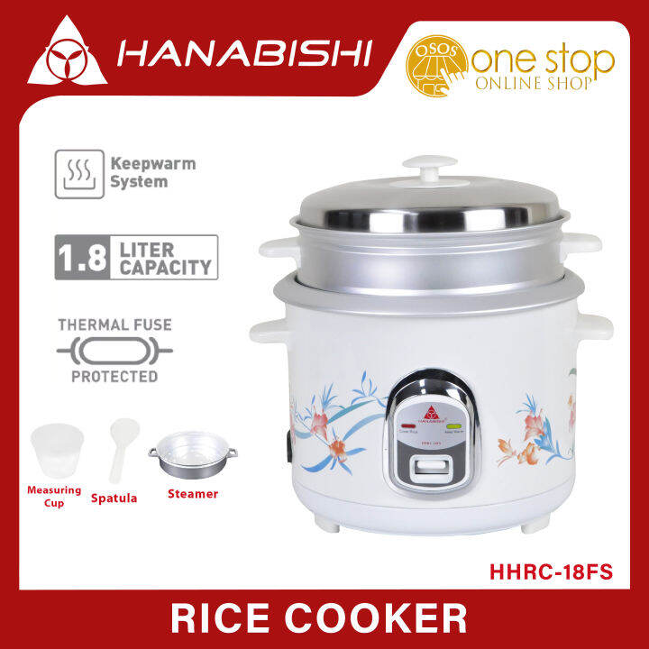 Hanabishi Original Rice Cooker 1.8L serves 810cups with Steamer HHRC