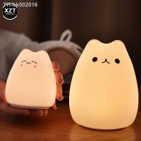 ♙㍿ Nightlight LED Lamp Indoor Mini Cute Cartoon Cat Touch Soft Silicone Bedside Lights For Household Kids Toy Gifts Room Decor Lamp