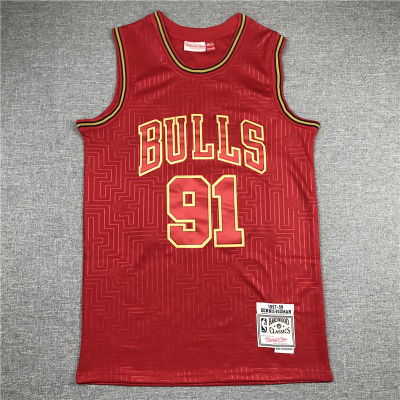 Ready Stock High Quality Mens Basketball Jersey 2020 Mens Chicago Bulls 91 Dennis Rodman Mitchell Ness Red Swingman Jersey