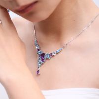 GEMS BEAUTY Luxury Natural Gemstone Multicolor 925 Sterling Silver Necklace For Women Girls Party Gift Wedding Fine Jewelry