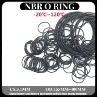 Hccdpqd โอริง NBR ปะเก็นแผ่นน้ำมันหนา3.1Mm OD 155 400มม. ยางไนไตรล์รถยนต์ทรงกลมป้องกันการกัดกร่อนเครื่องซักผ้า5ชิ้น