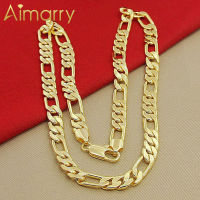 Aimarry 925 Sterling Silver Gold Charm 8MM Sideways Necklace For Women Men Anniversary Wedding Gifts Fashion Jewelry