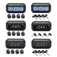 ♗ TPMS Car Tire Pressure Monitor System Automatic Brightness Control Attached to Glass Wireless Solar Power TPMS with 4 Sensors