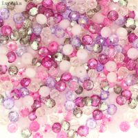 Isywaka Pink Multicolor 4*6mm 50pcs  Rondelle Austria faceted Crystal Glass Beads Loose Spacer Round Beads for Jewelry Making Beads