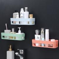 Plastic Bathroom Storage Shelf Wall Hanging Multifunct Self Adhesive Bathroom Cosmetic Shelf Rack Shower Shampoo Soap Organizer