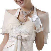 เจ้าสาวชั้น Ruffles Bolero ชั้นสีทึบแต่งงานผ้าคลุมไหล่ยักห่อสำหรับ Rhinestone กุทัณฑ์ปิดไหล่พรหม Capele