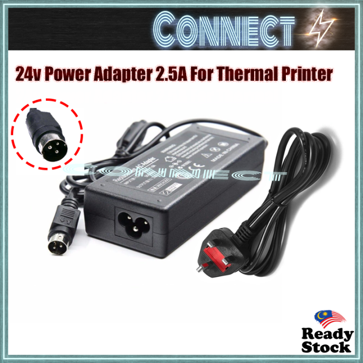 24v 2.5A Power Adapter 3 Pin for Thermal Printer Adapter Thermal