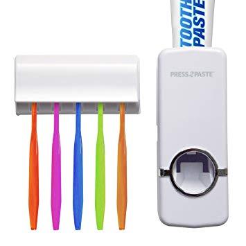 เครื่องกดยาสีฟันศูนย์ยากาศ-เครื่องบีบยาสีฟัน-พร้อมที่แขวนยาสีฟัน-แบบใช้แรงดัดของอากาศในการบีบยาสีฟัน-วัศดุเป็นพลาสติกแข็ง-abs-ทนทาน