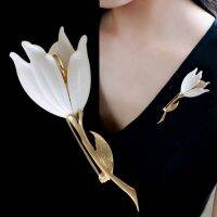 French Light Luxury Tulip Flower Enamel Brooch Pin Lapel Collar Scarf Decor Jewelry Women Garment Jewelry Clothing Accessories