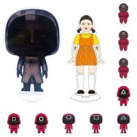 15ซม./5.9นิ้ว Squid Game อะคริลิคสีแดงมีฮู้ดสําหรับตกแต่งบ้าน Decoration Toys Collection Model Acrylic Stand Figure