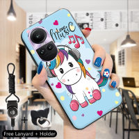 เคส PMP สำหรับ OPPO Reno10 5G 10 Pro 5G (แหวนใส่นิ้ว + เชือกเส้นเล็ก) เคส Instagram การ์ตูนนิ่มน่ารักแฟชั่นนกฟลามิงโก้และม้ายูนิคอร์นเคสครอบโทรศัพท์ยางซิลิโคนกันกระแทก